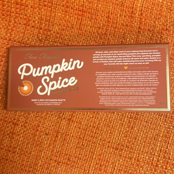 WOW Authentic Too Faced Pumpkin Spice Second Slice 18 Pan Eyeshadow Palette